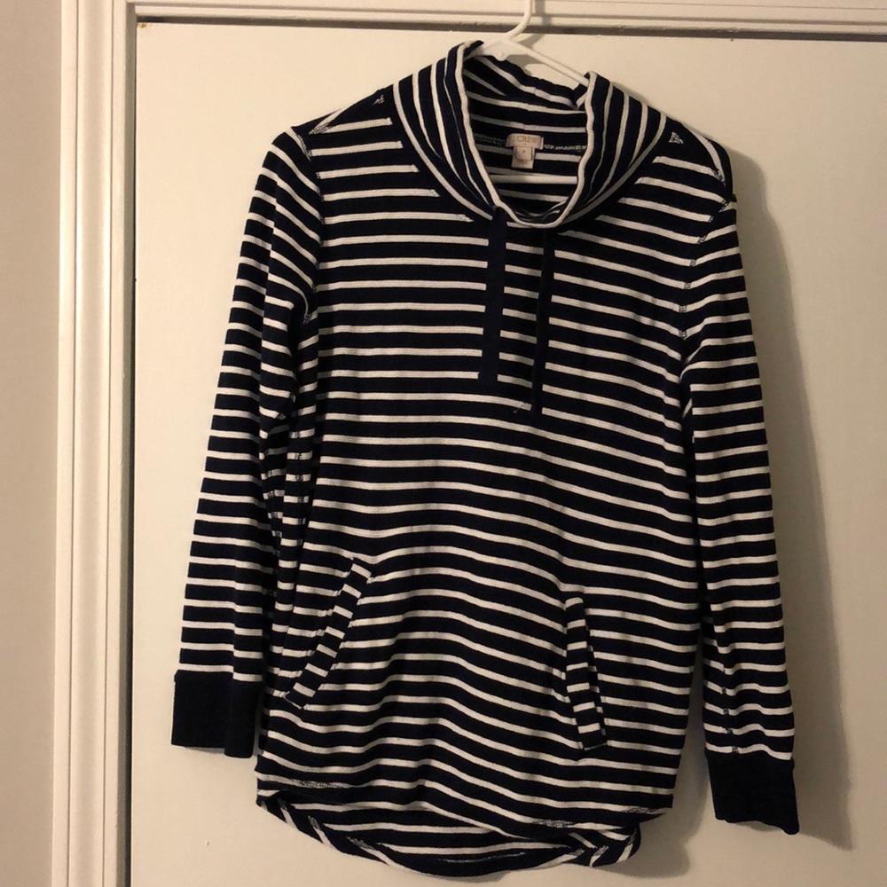 J. Crew navy & white stripped vowel neck pull over